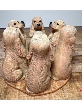 Cocker Spaniel Candle holder Circle Of Fur Baby Friends. Six Tan Dogs